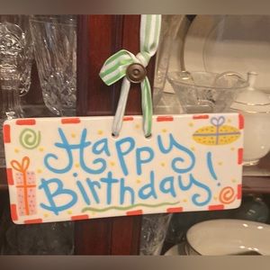 Retired Coton Colors “Happy Birthday” hanging sign. Approx dimensions 10x4.